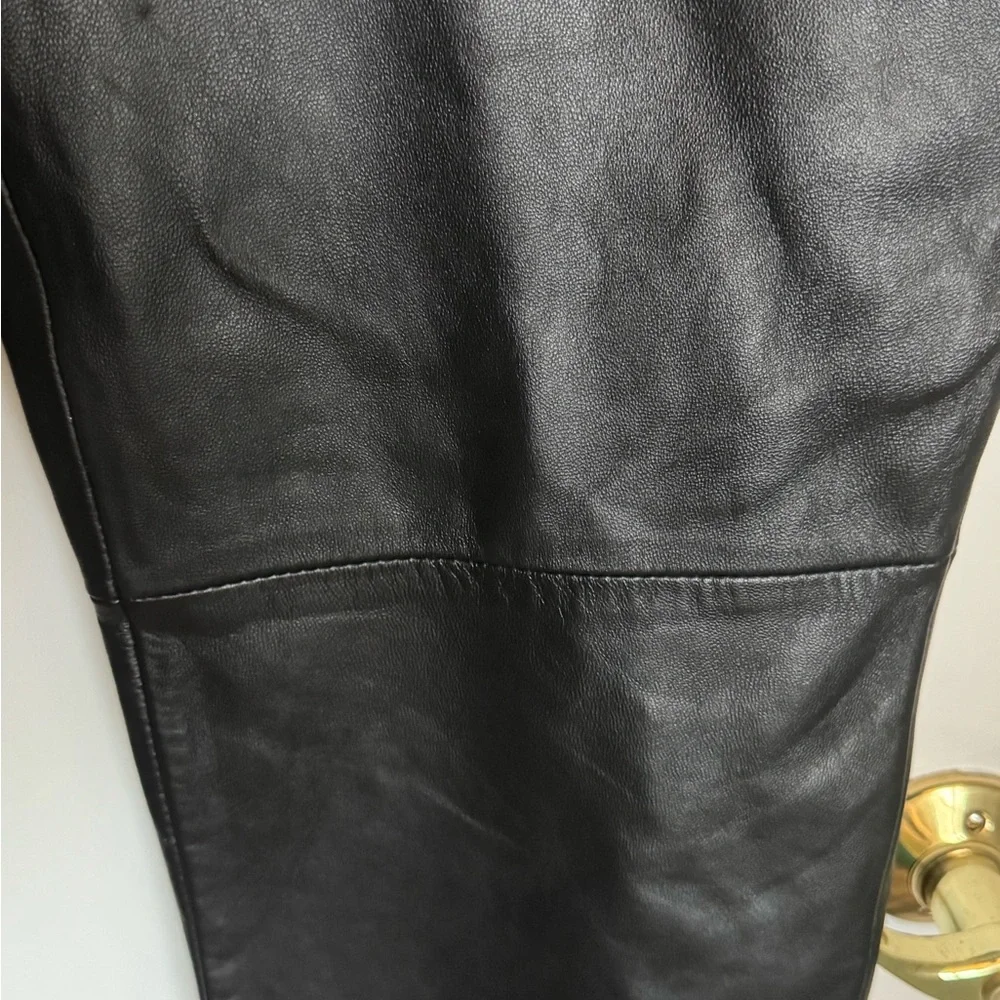 Jaclyn Smith Genuine Leather Black Pants Size 10 - Picture 5 of 7